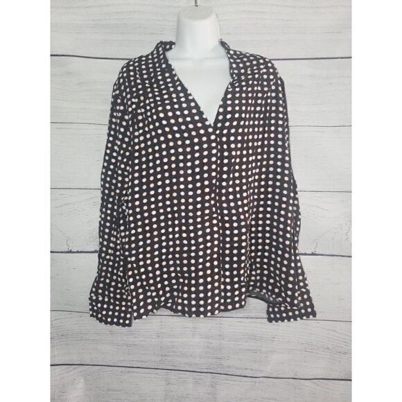 Women's Polka Dot Popover Blouse Large - Picture 1 of 6